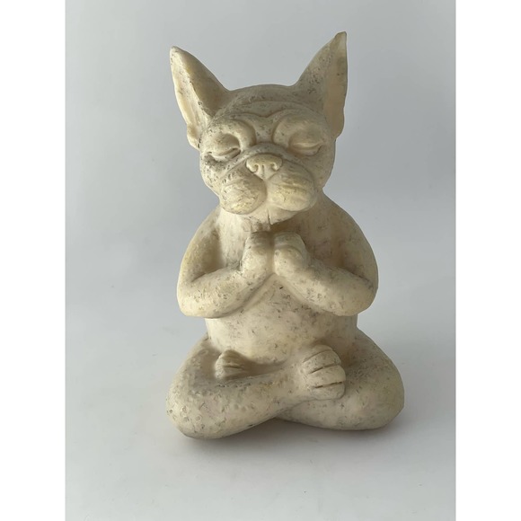 Meditating French Bulldog Statue Ornament Resin Buddha Zen Dog Home Garden Decor - Picture 6 of 8